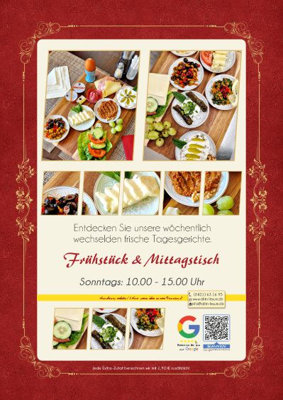 Frühstück & Mittagstisch, immer Sonntags