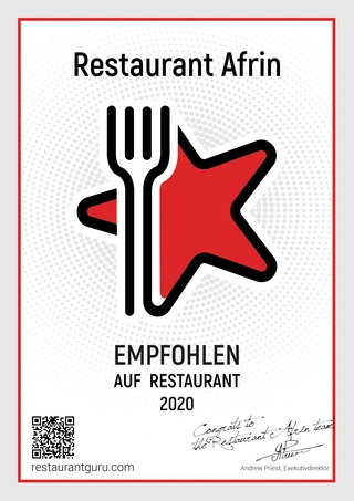 Restaurant Afrin | Auszeichnung