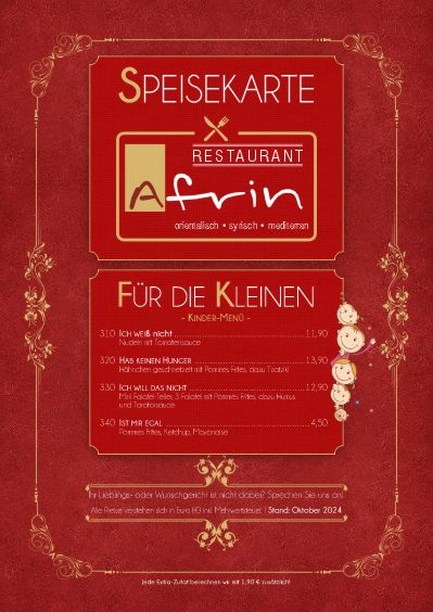 Speisekarte | Restaurant Afrin